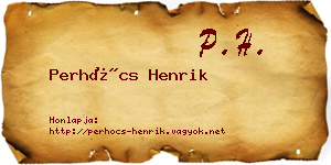 Perhócs Henrik névjegykártya